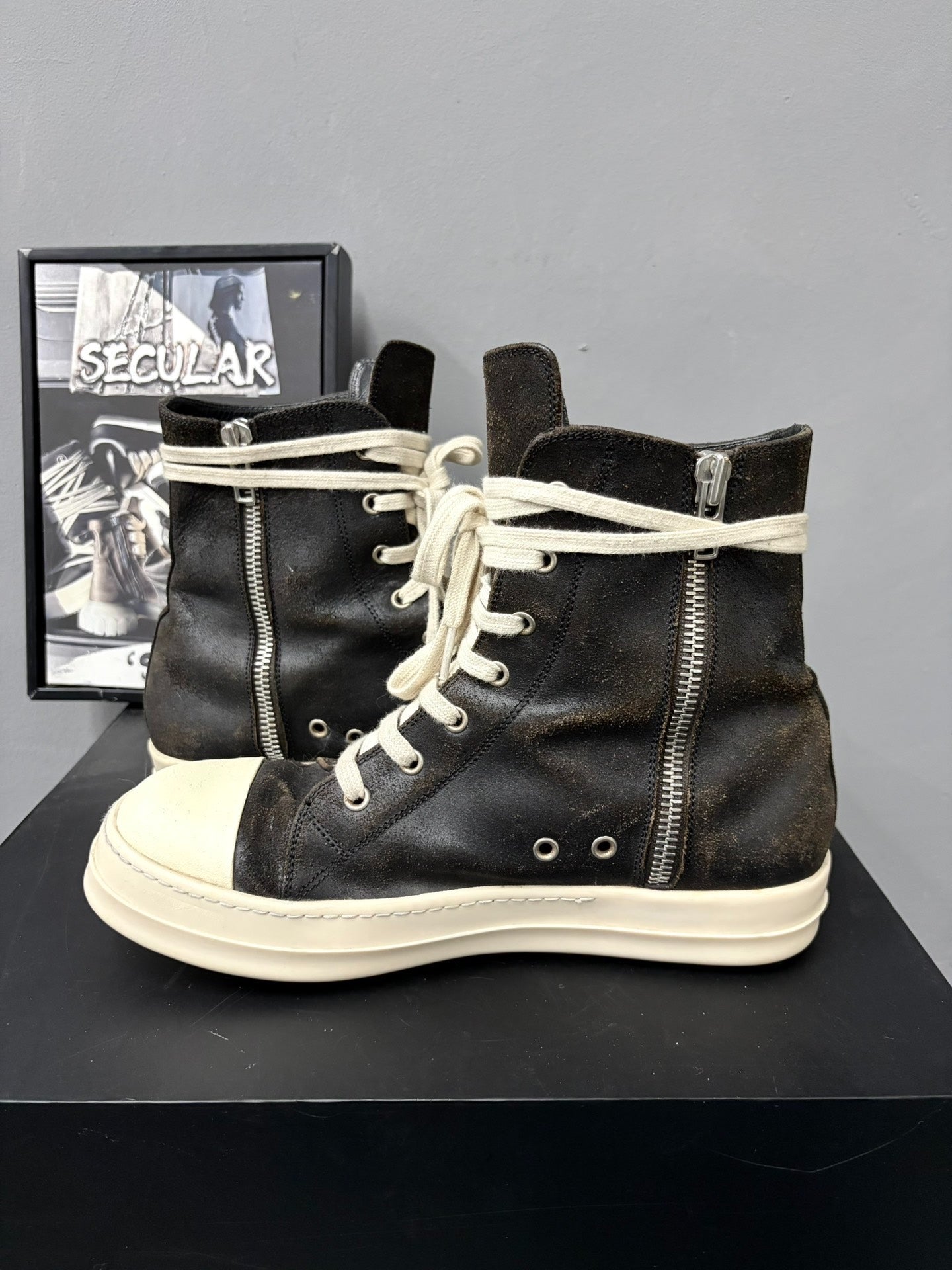 Rick Owens High-Top Leather Sneakers