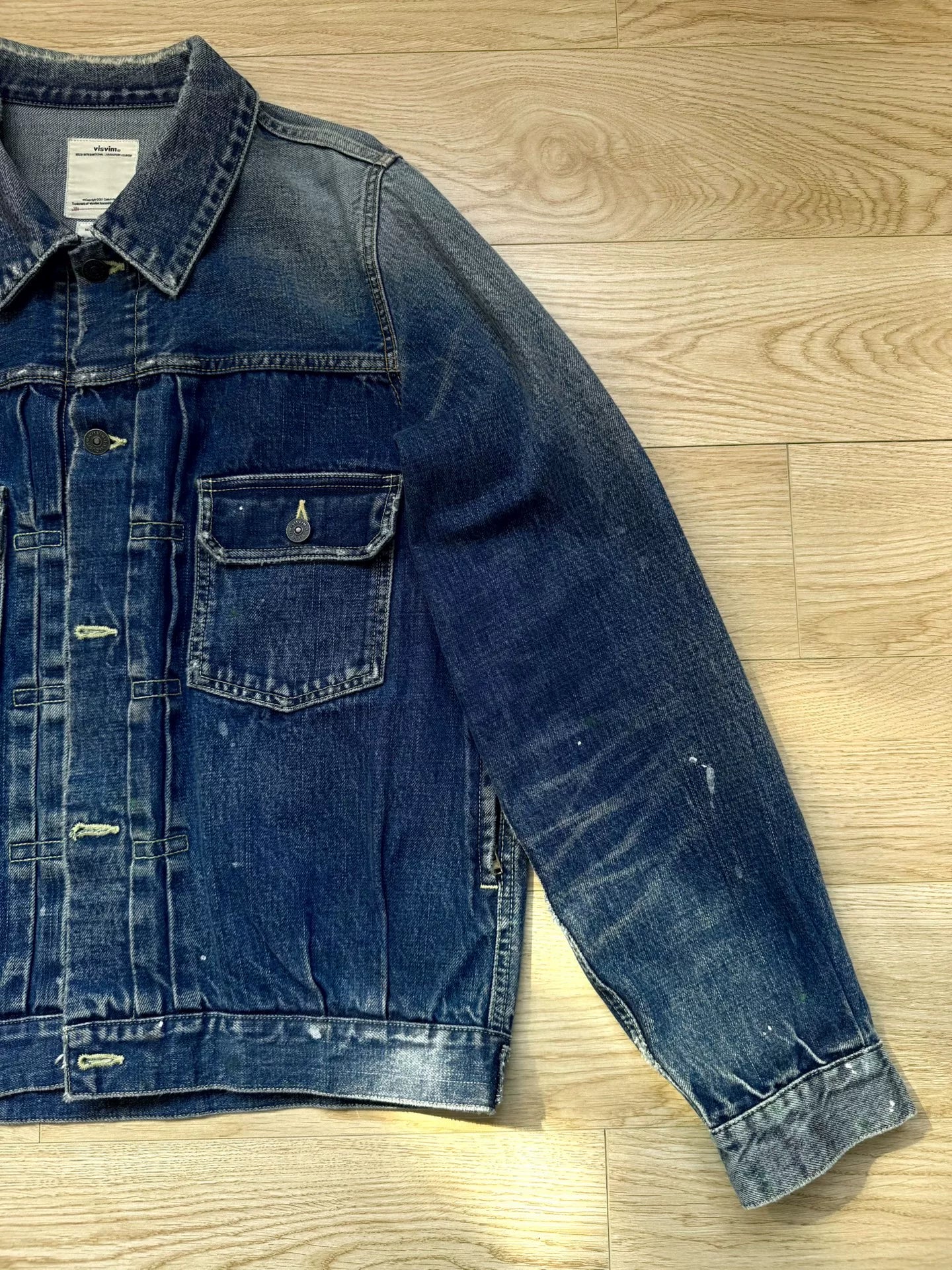 visvim 101JKT Jumbo Paint Splatter Denim Jacket
