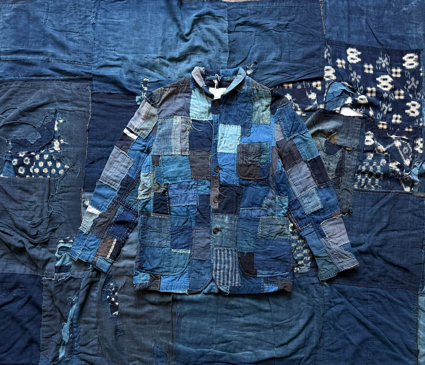 kuon 22AW patchwork jacket in blue