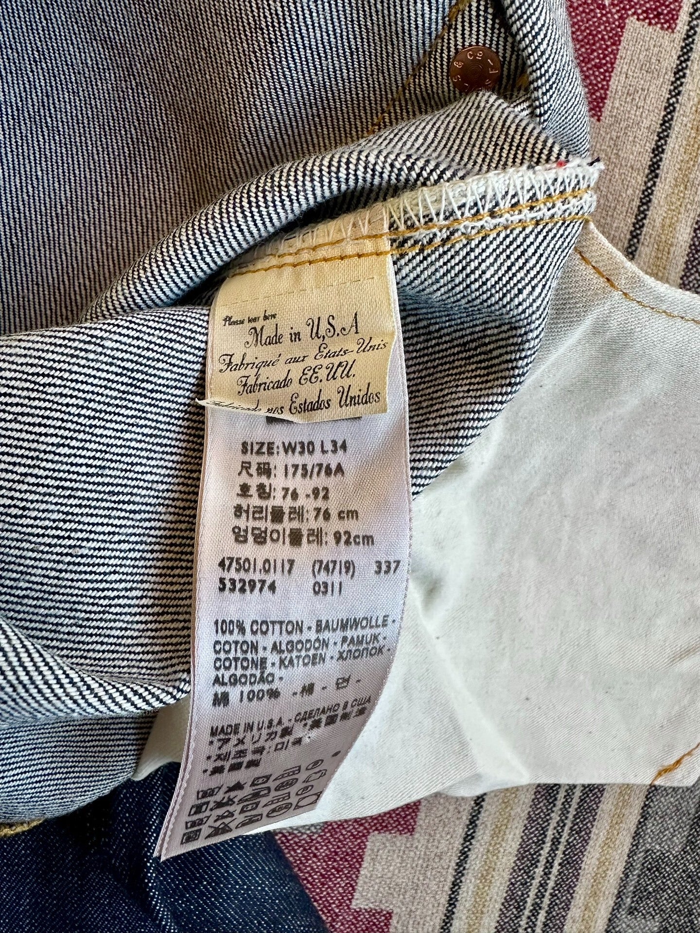 levi's lvc 1947 501xx raw denim jeans