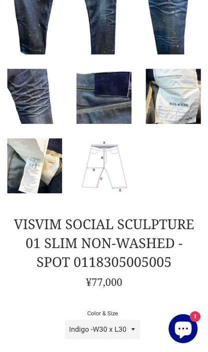 VISVIM Social Sculpture 01 Slim Jeans