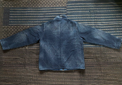 indigo sashiko light zip up outdoor jacket