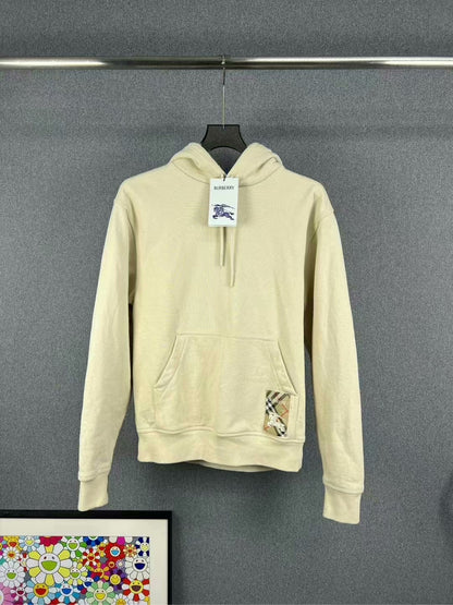 burberry plaid hoodie with logo patch