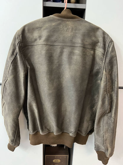 vintage rrl baseball jacket in gray