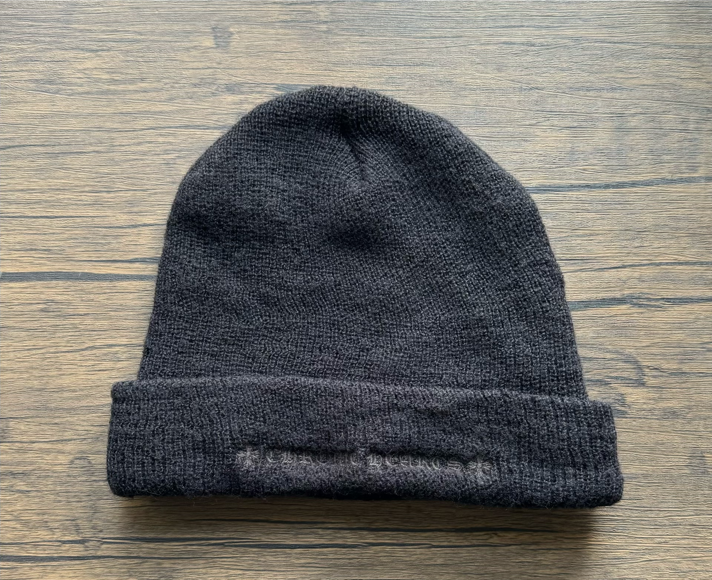 chrome hearts black embroidered knit beanie