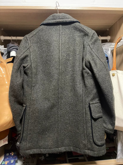 classic gray double-breasted wool coat