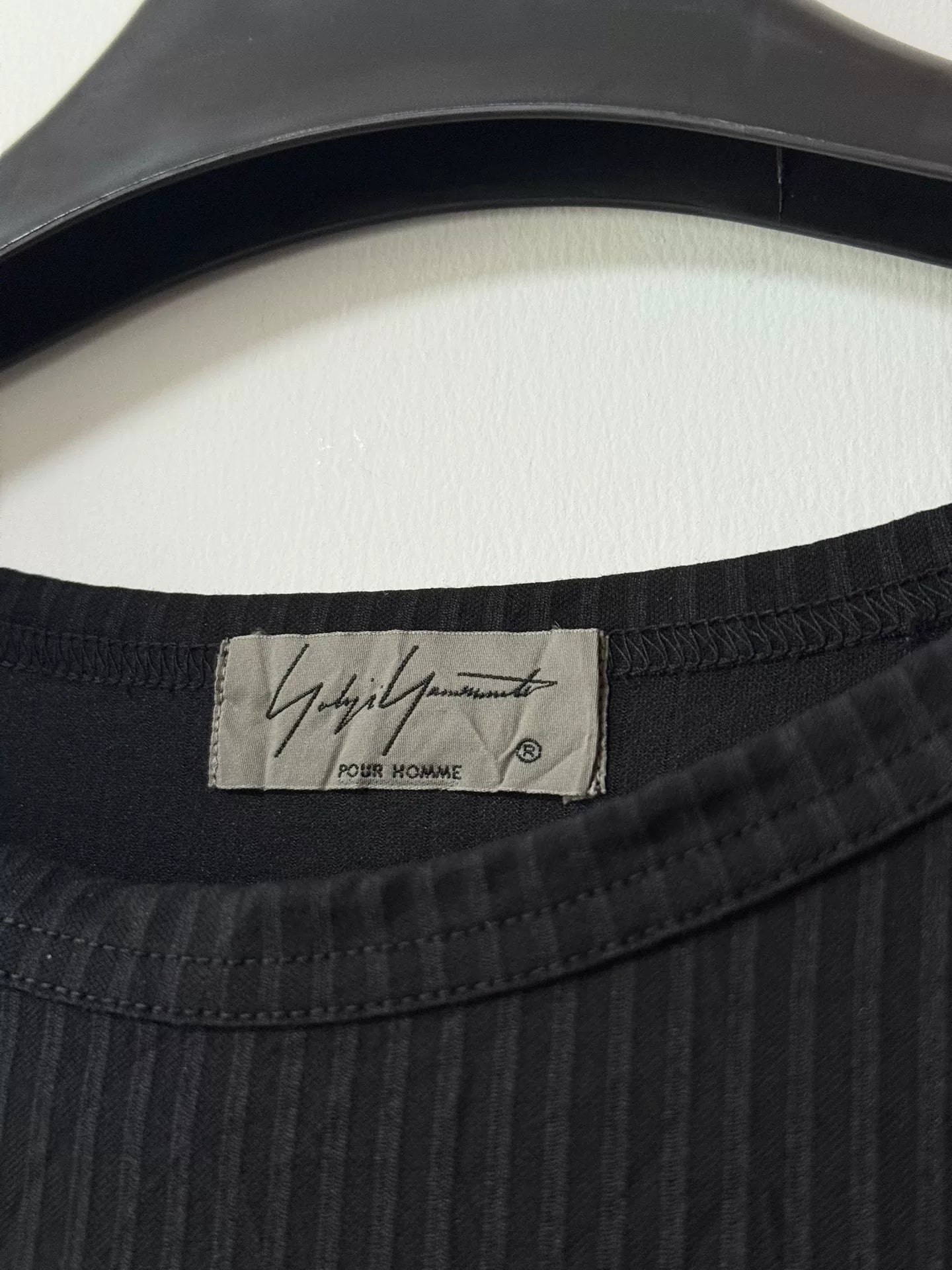 Yohji Yamamoto Striped Wrinkle Cut T-Shirt