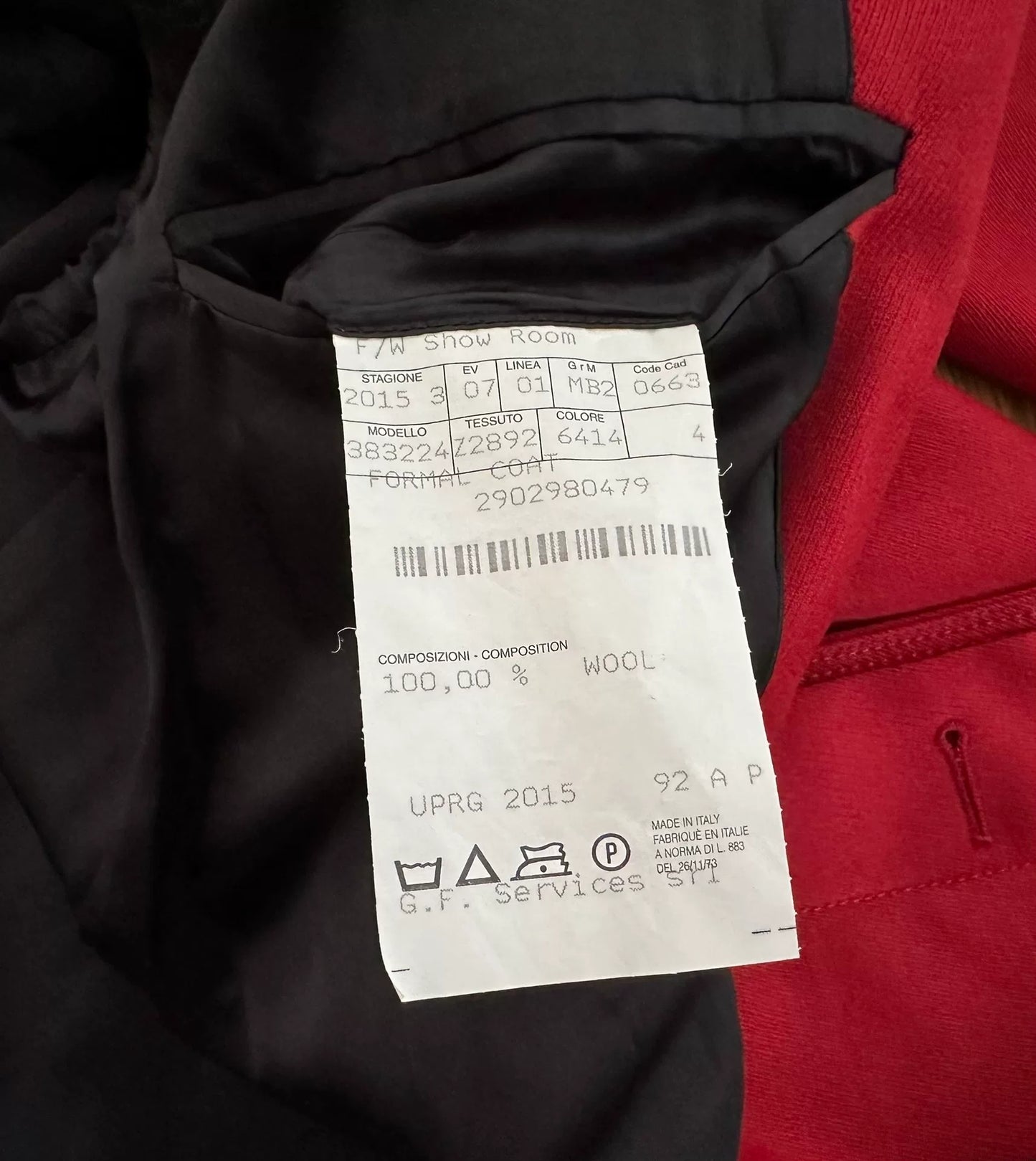 gucci red wool overcoat size 46