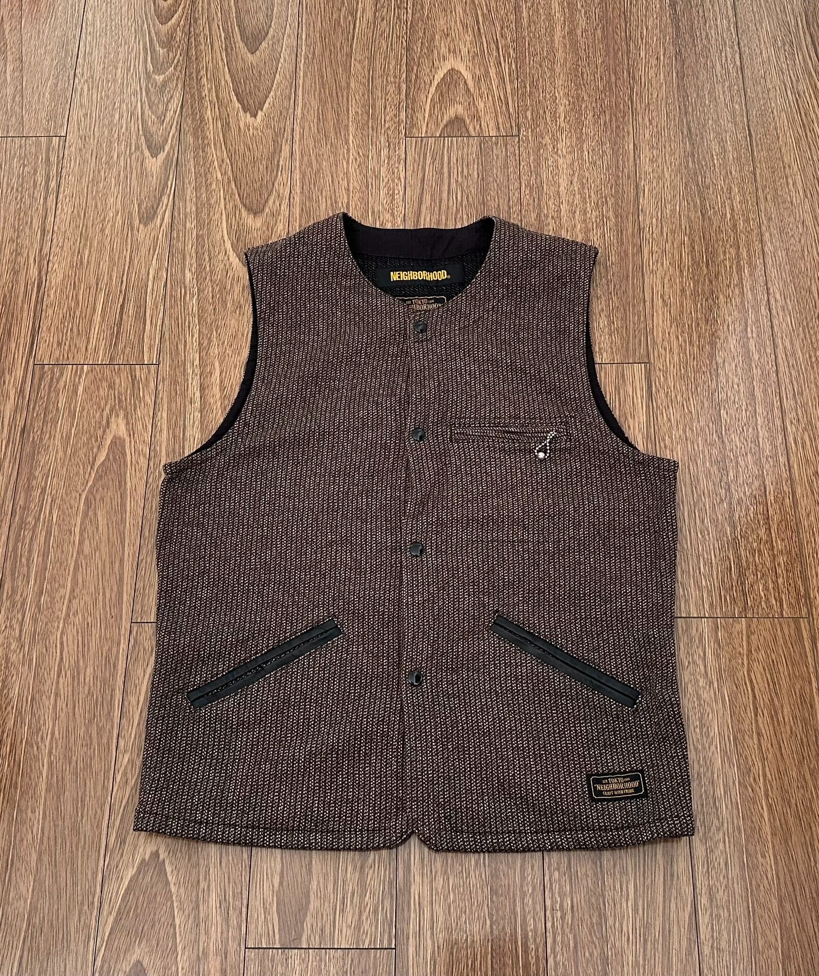 neighborhood beach id c-vest retro brown vest