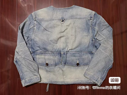 Gypsy & Sons Collarless Multi-Pocket Denim Jacket