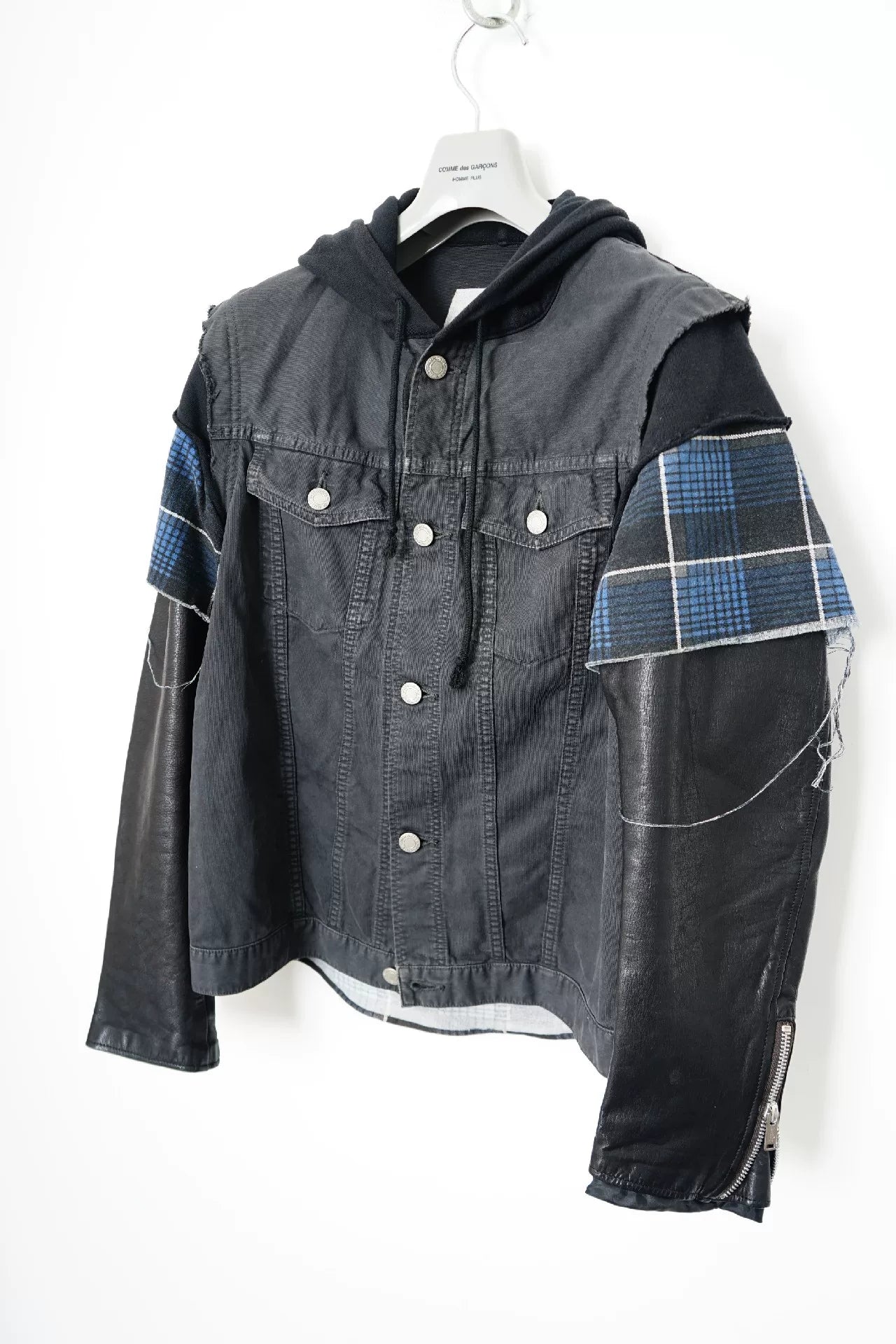 Undercover Leather Sleeve Denim Jacket