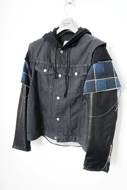 Undercover Leather Sleeve Denim Jacket