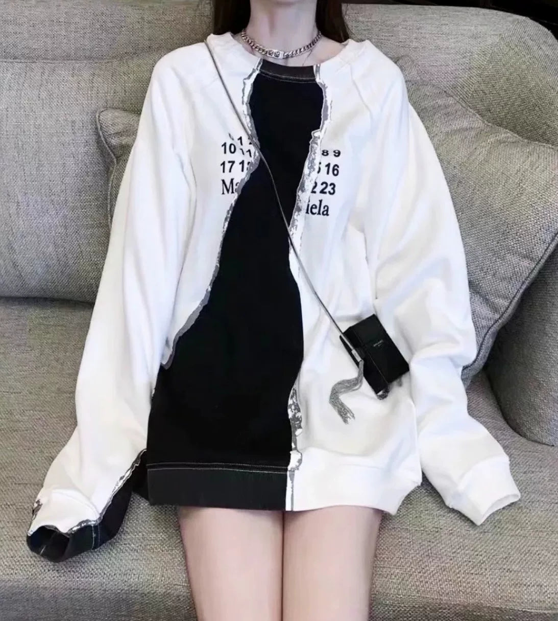 maison margiela black and white sweatshirt