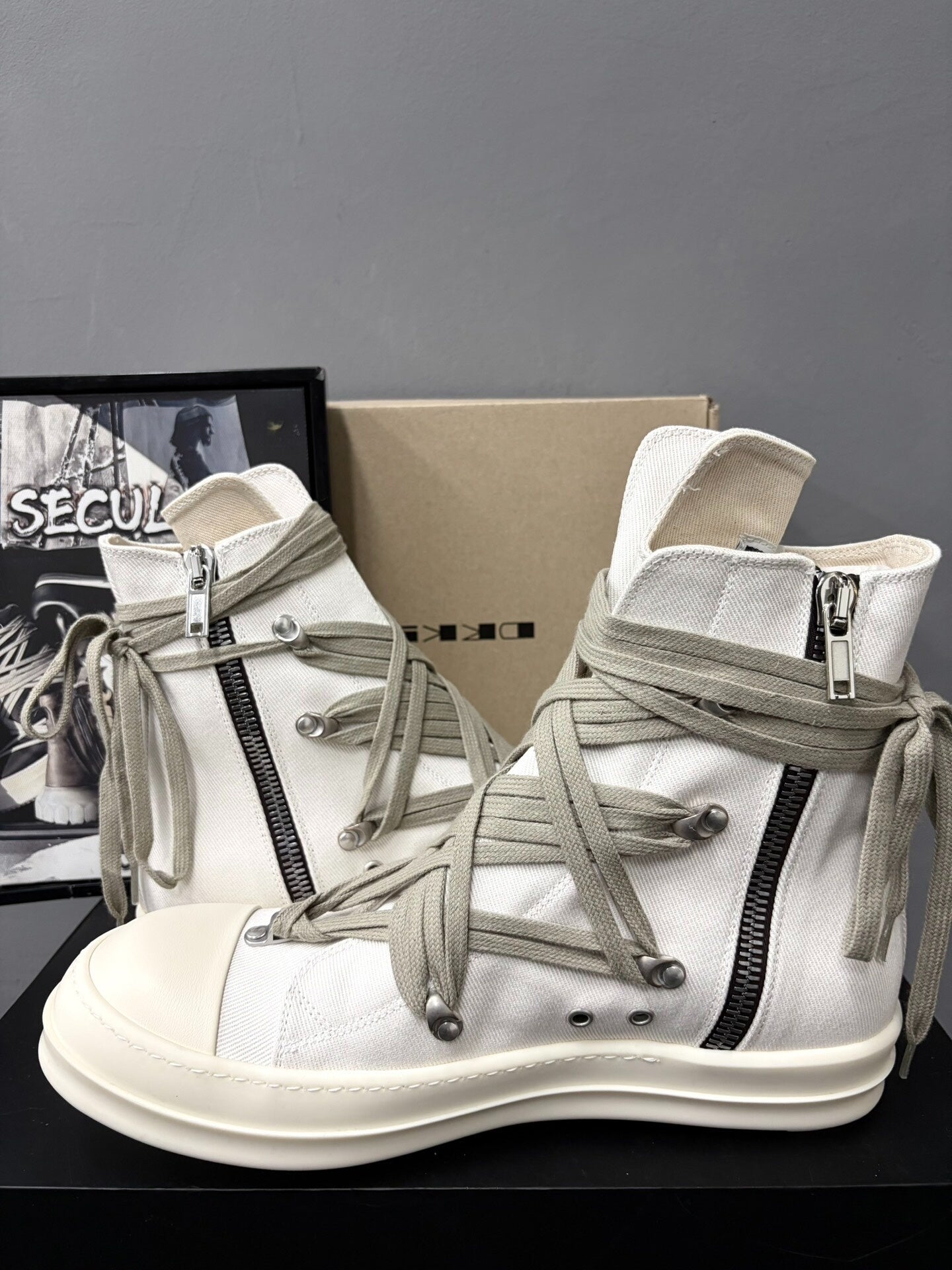 Rick Owens DRKSHDW White High-Top Sneakers