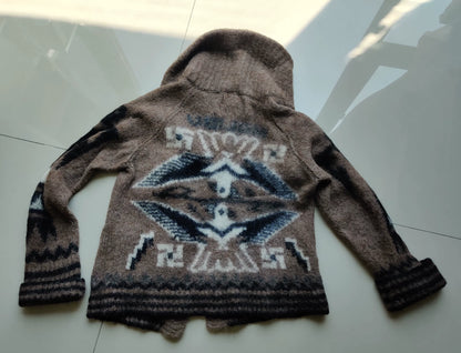hand-knit barnstormers cardigan with eagle design