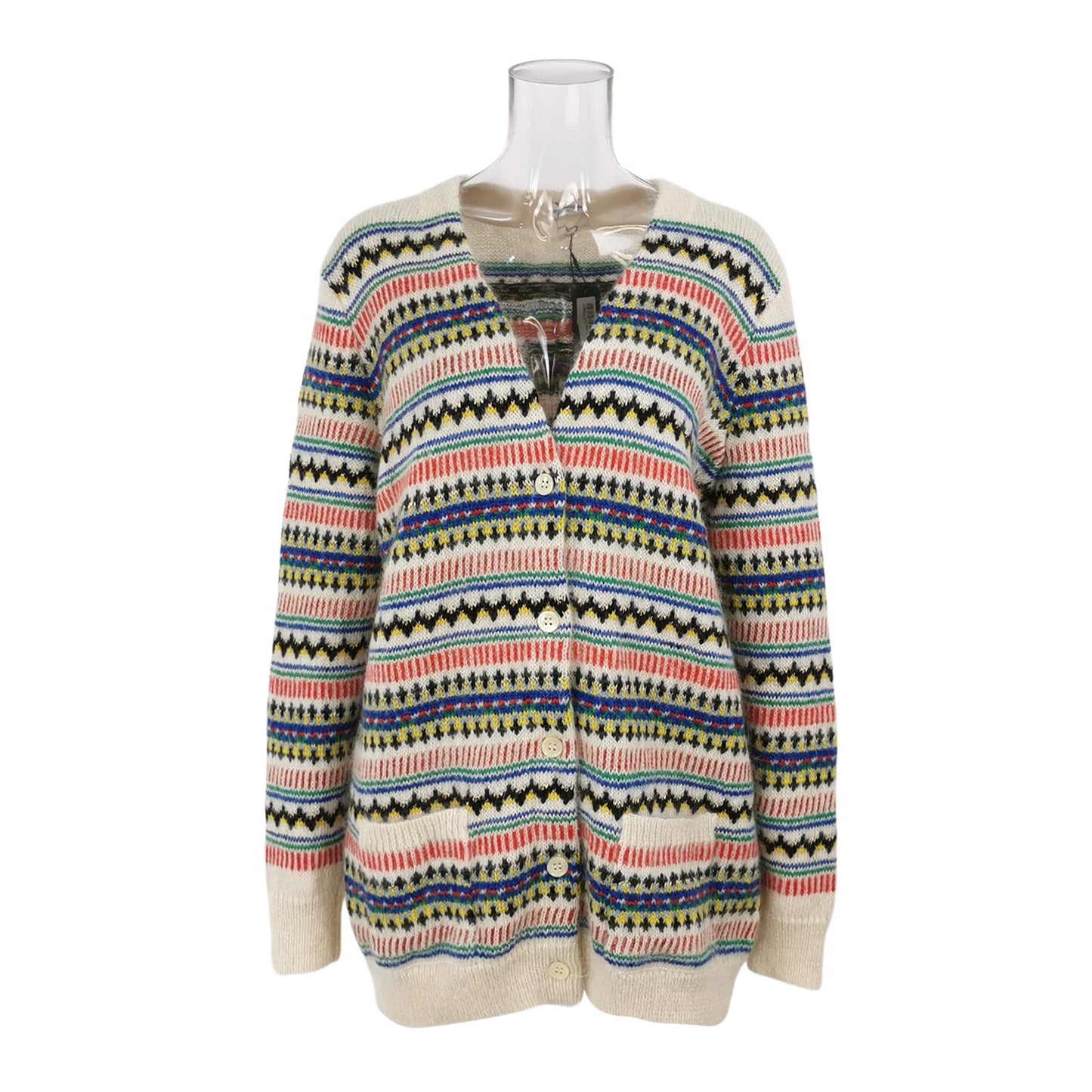 Saint Laurent Striped V-Neck Button Cardigan