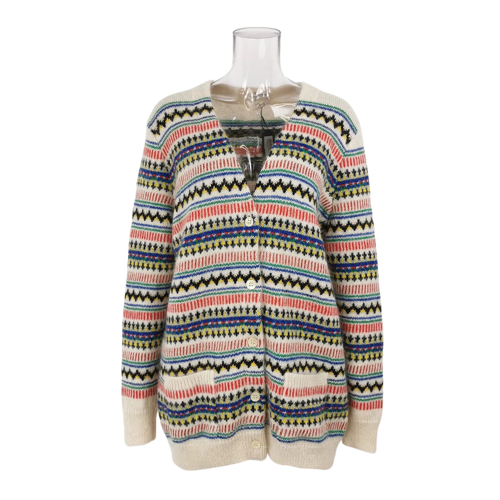 Saint Laurent Striped V-Neck Button Cardigan