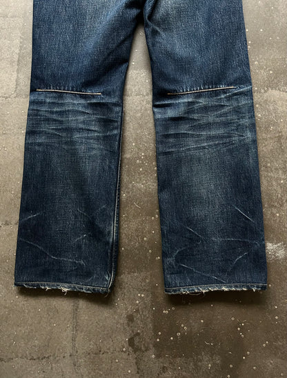 distressed washed denim pants by number nine