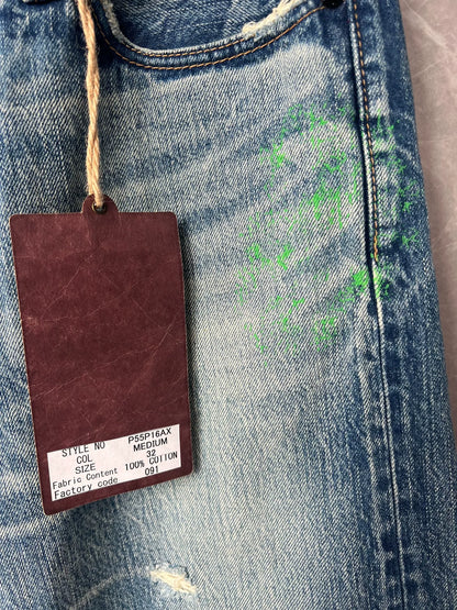 Blue Denim Sample Jeans with Distressing