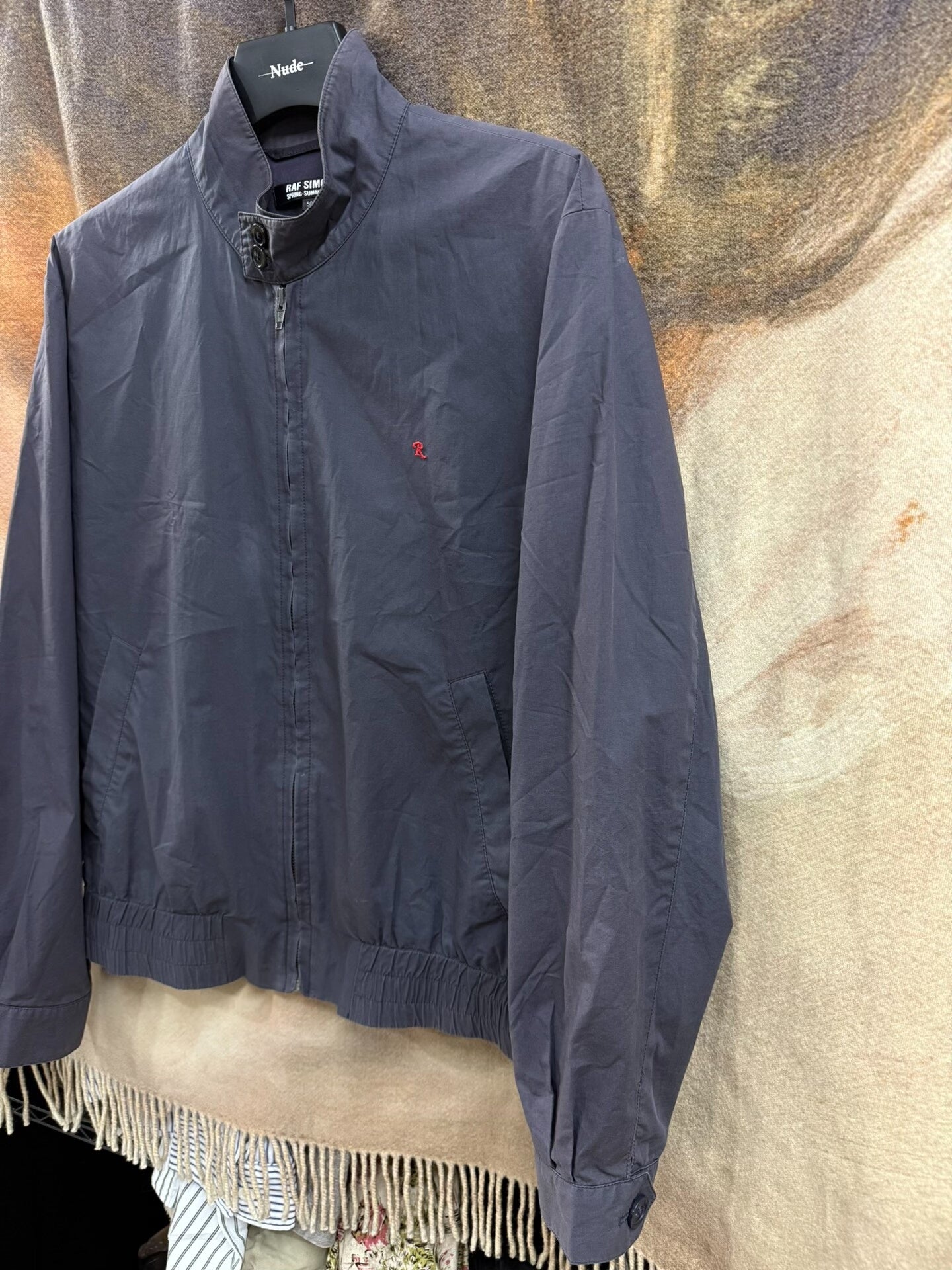 raf simons embroidered jacket with water wash