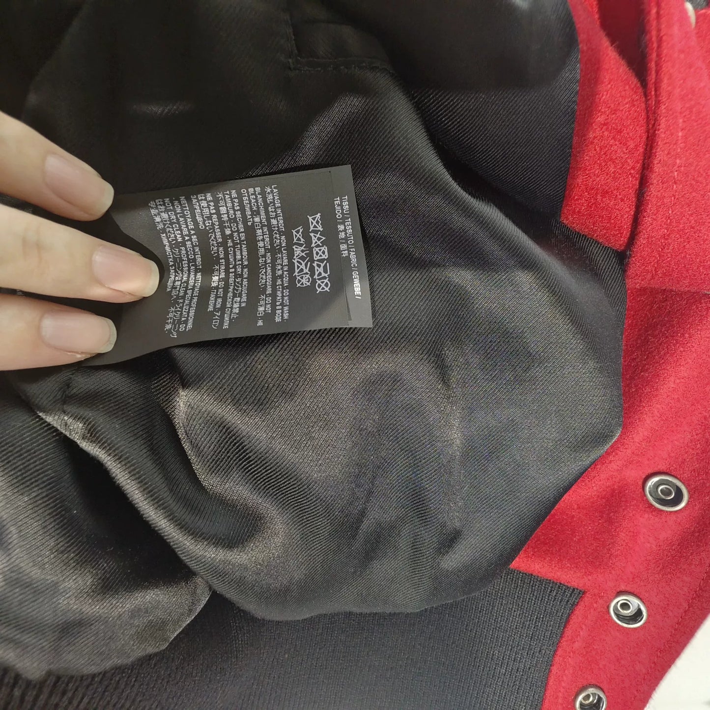 Saint Laurent Red Black Leather Accent Jacket
