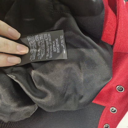 Saint Laurent Red Black Leather Accent Jacket