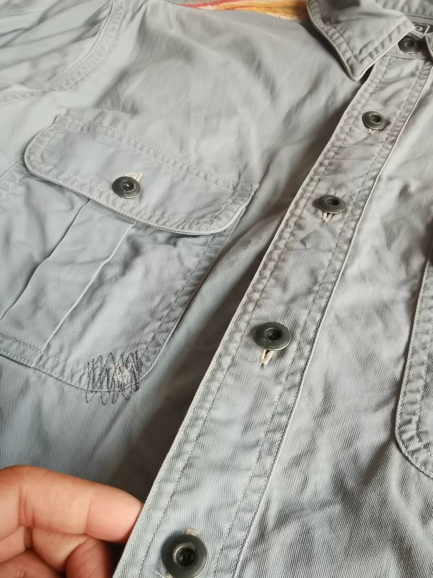 RRL Distressed Sashiko Patch Western Shirt