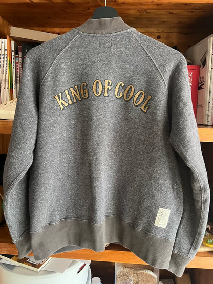 vintage gray zip-up sweatshirt with gold print