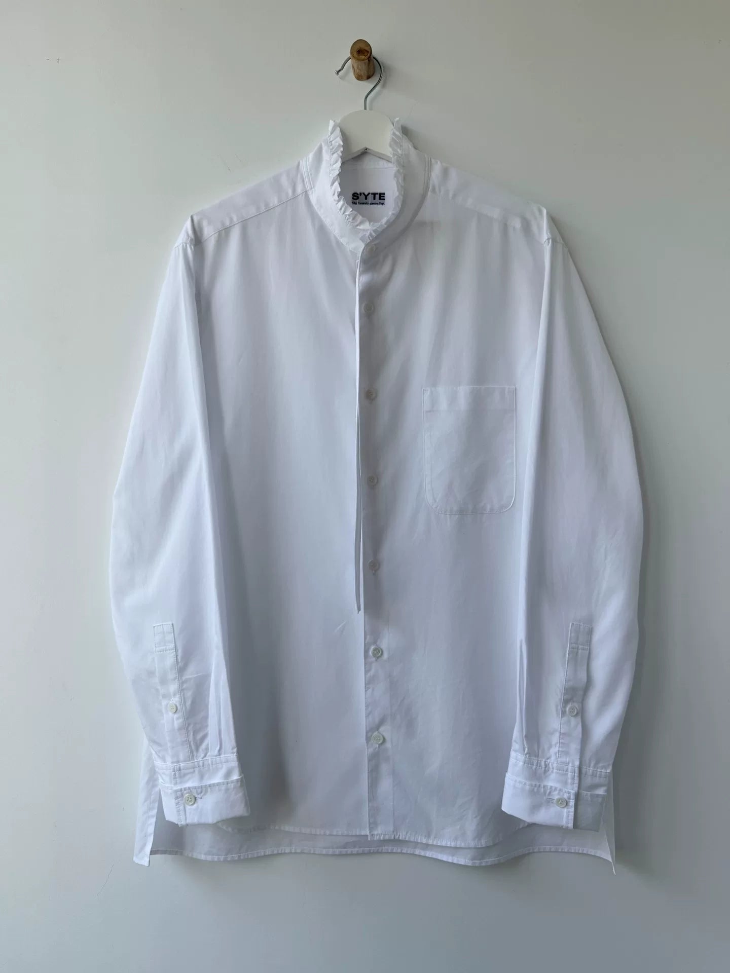 yohji yamamoto white cotton collared shirt