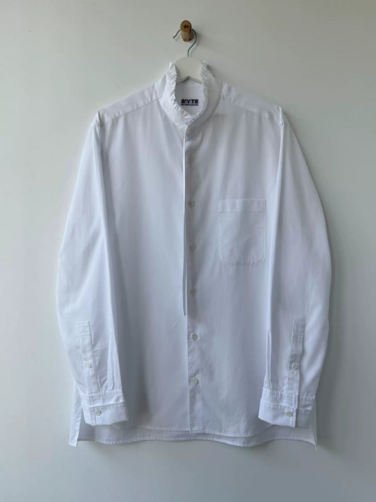 yohji yamamoto white cotton collared shirt