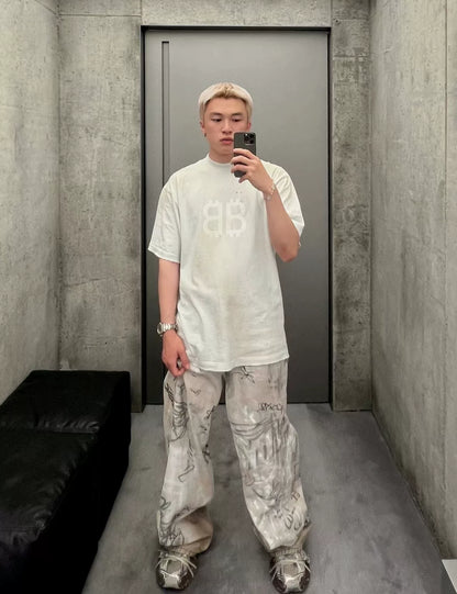 Balenciaga White Graffiti Denim Pants