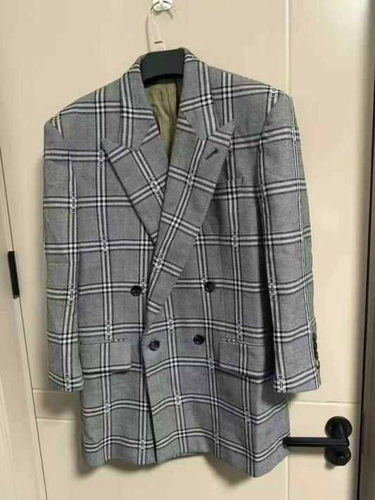 gucci ss24 plaid double-breasted blazer
