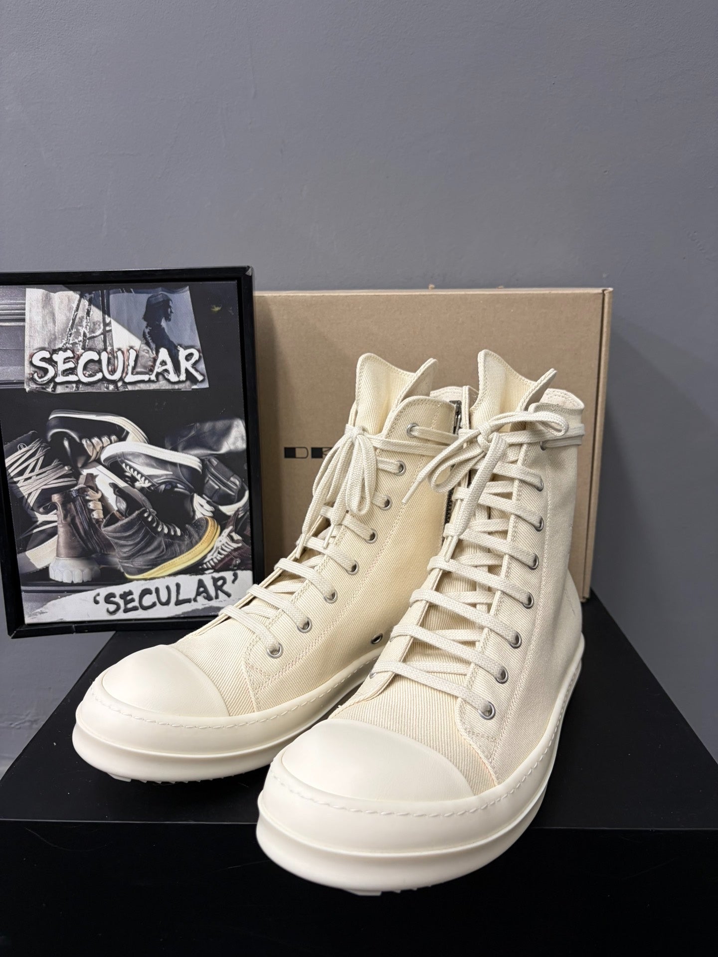 RickOwens Drkshdw White High-Top Canvas