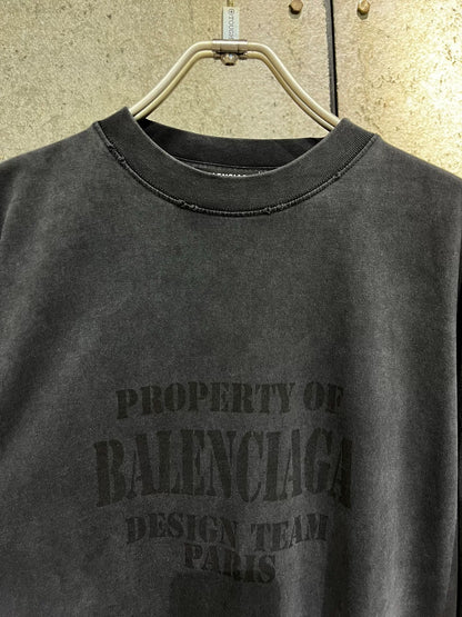Balenciaga Design Team Black Distressed Tee M