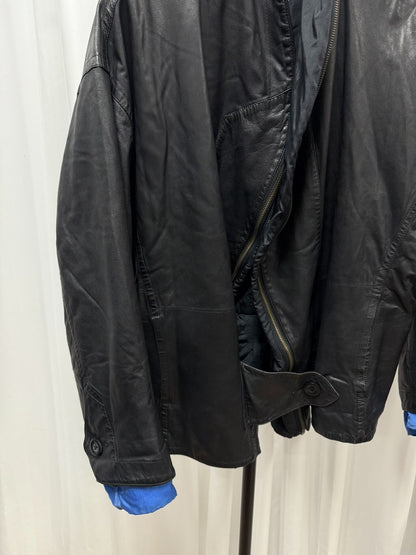 issey miyake black leather zip jacket M size