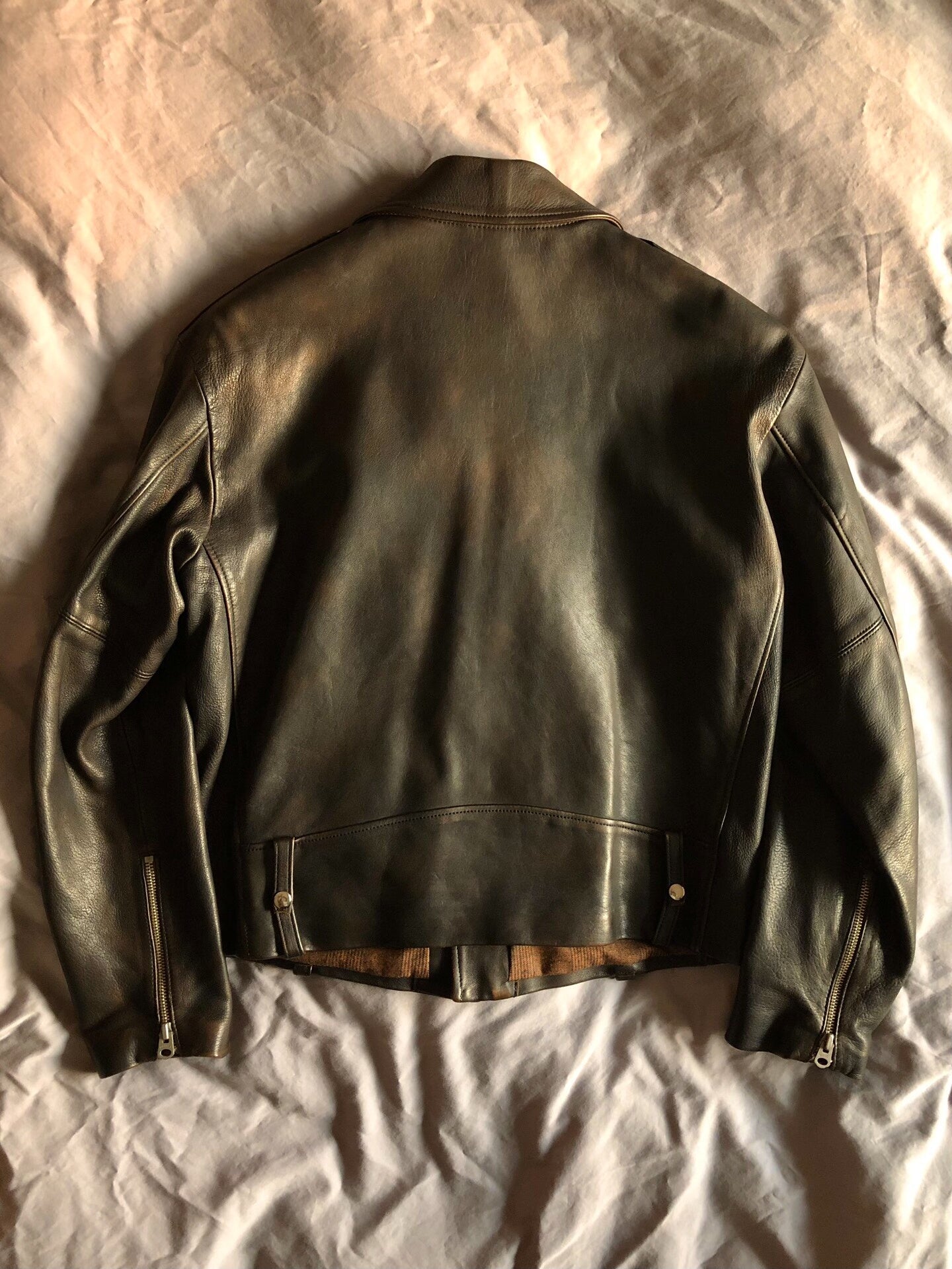 OLD JOE Sheepskin Double Front Moto Jacket