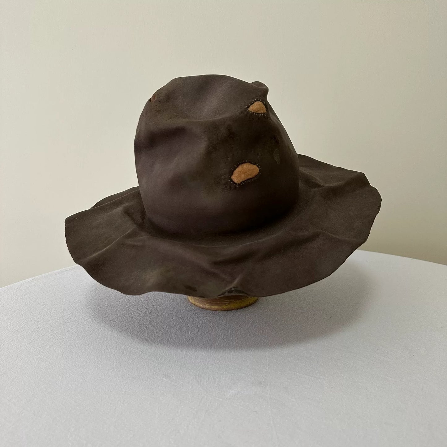 brown felt wide-brimmed hat