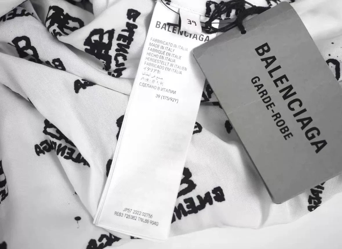 balenciaga oversized all over logo shirt