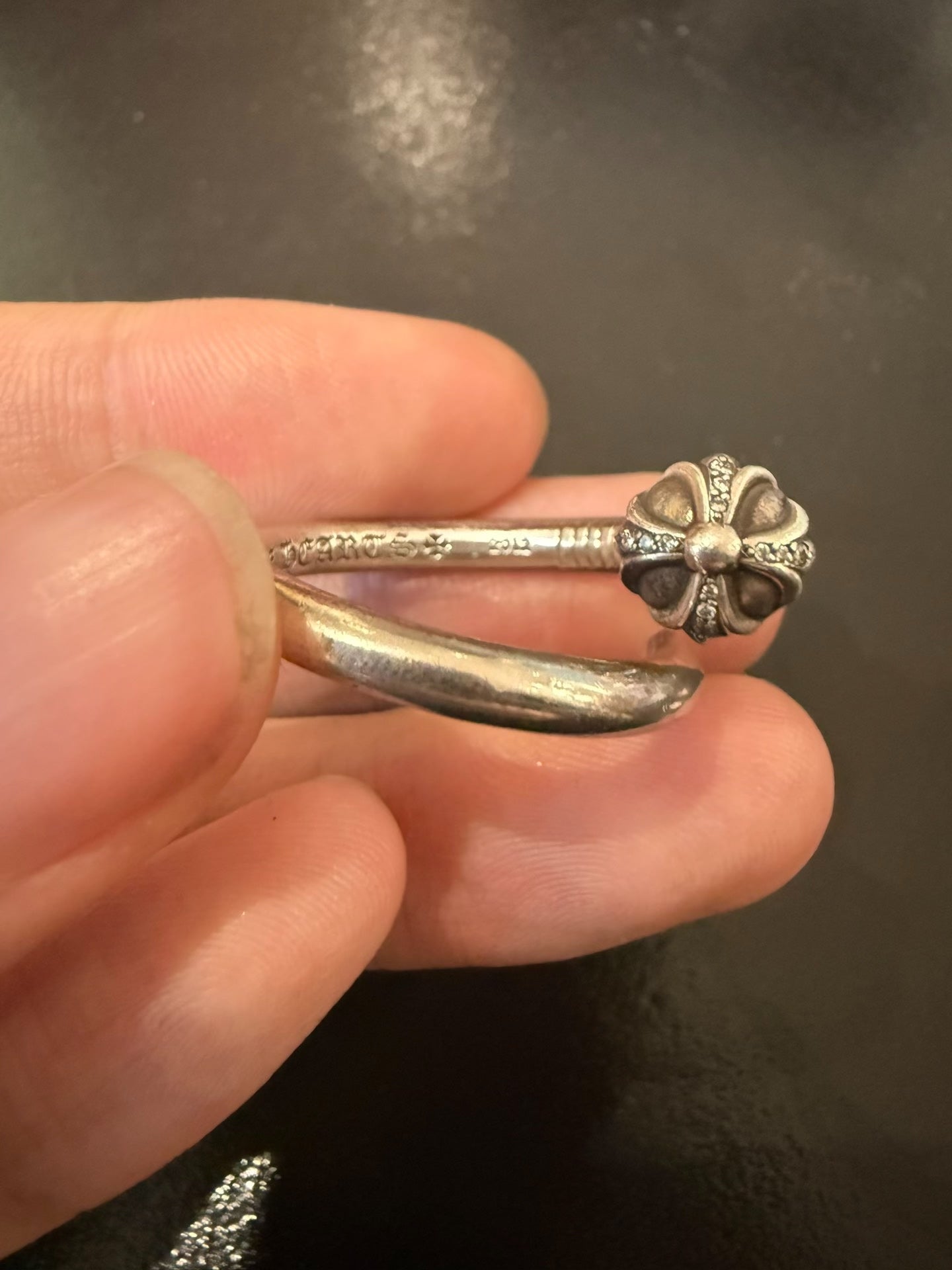 Chrome Hearts Silver Diamond Nail Ring