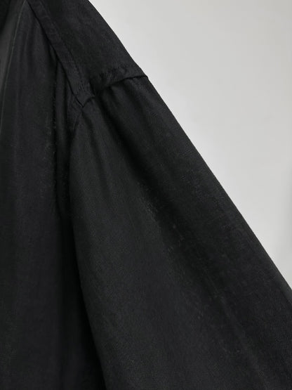 black linen oversized coat