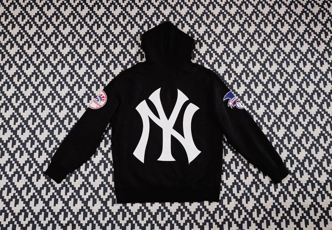 supreme x yankees hooded sweatshirt black