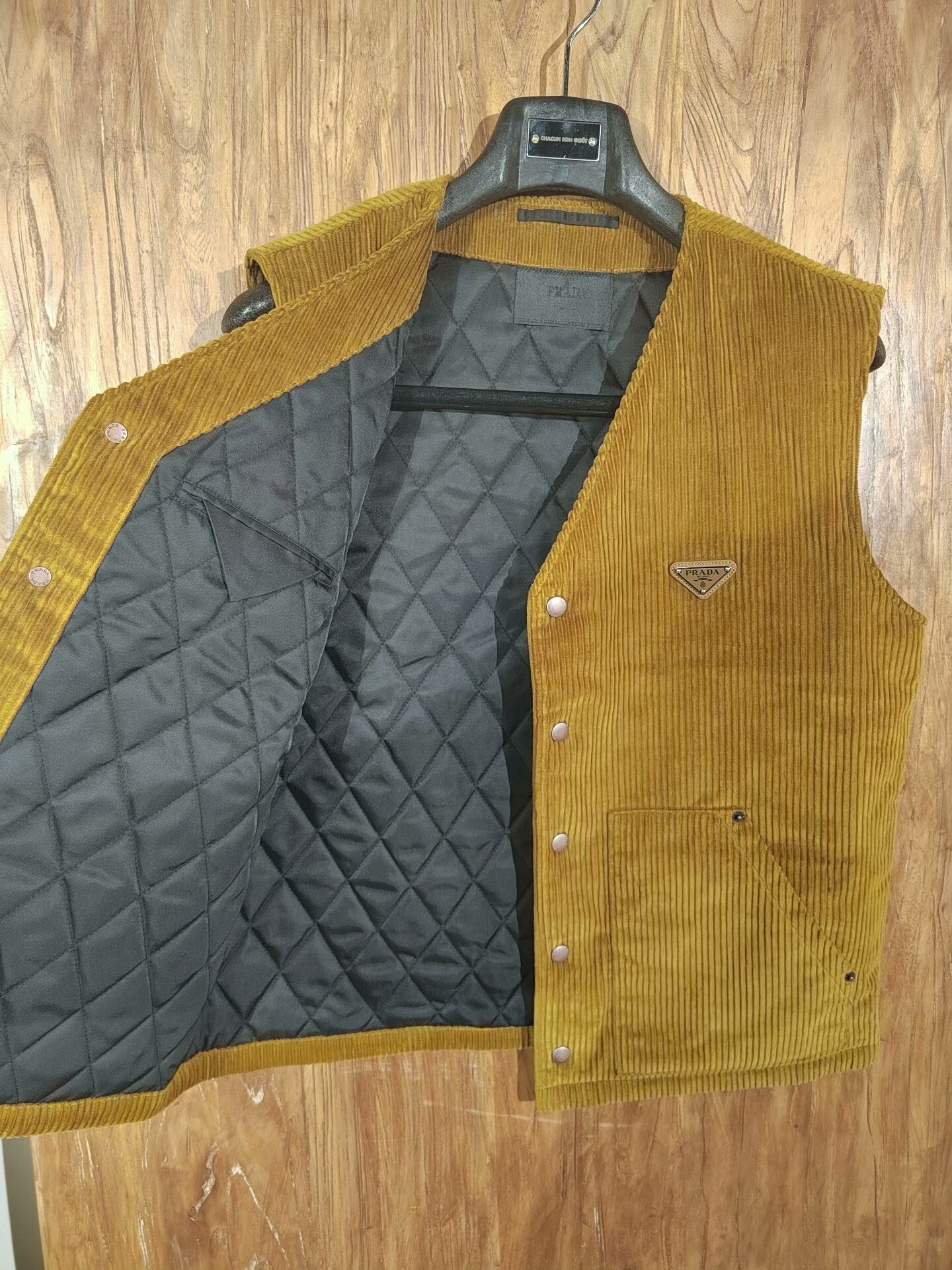Prada Corduroy Quilted Vest in Beige
