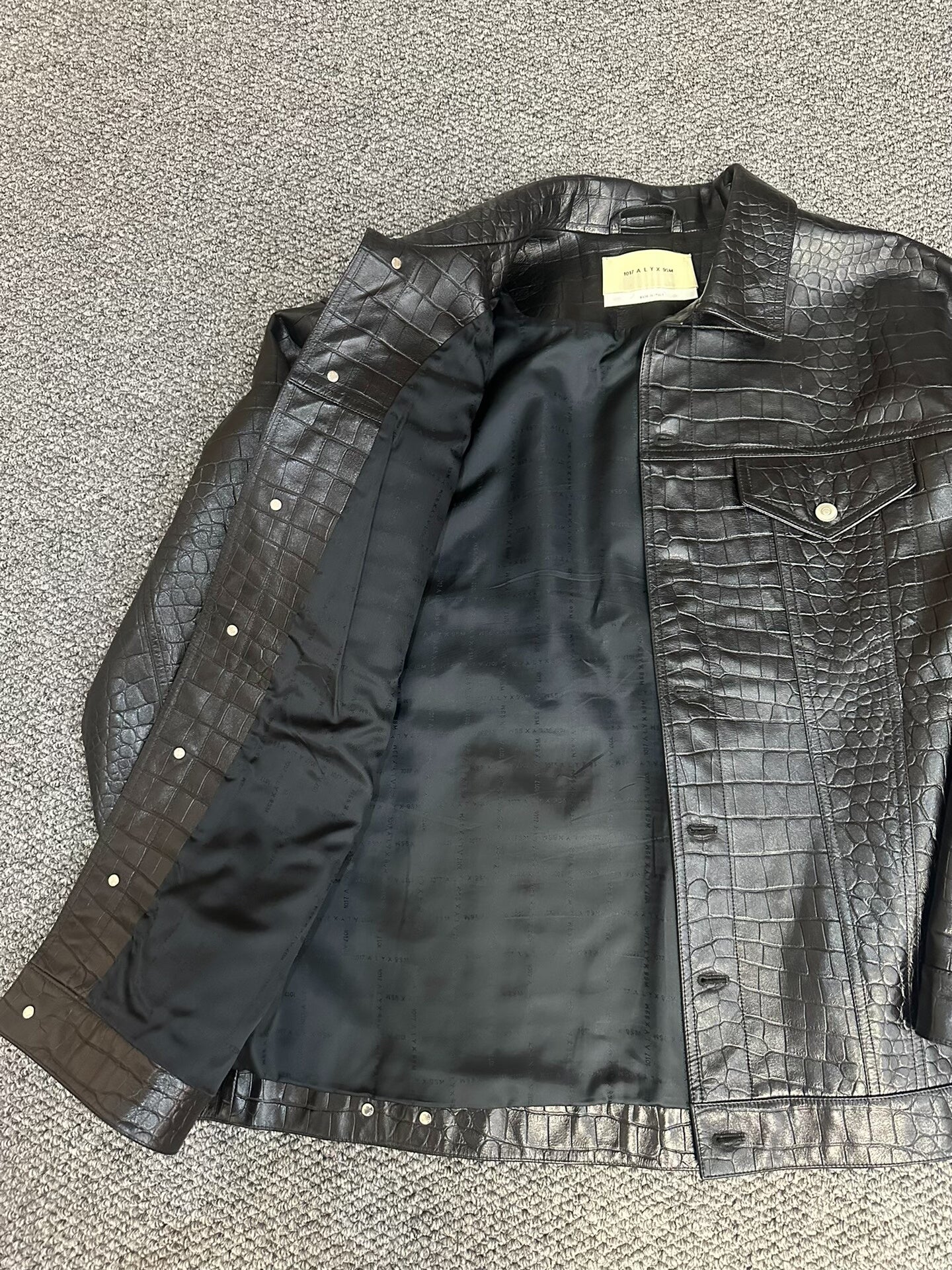 black leather shirt jacket with unique texture