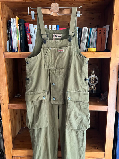 stylish canvas overalls with intricate detailing