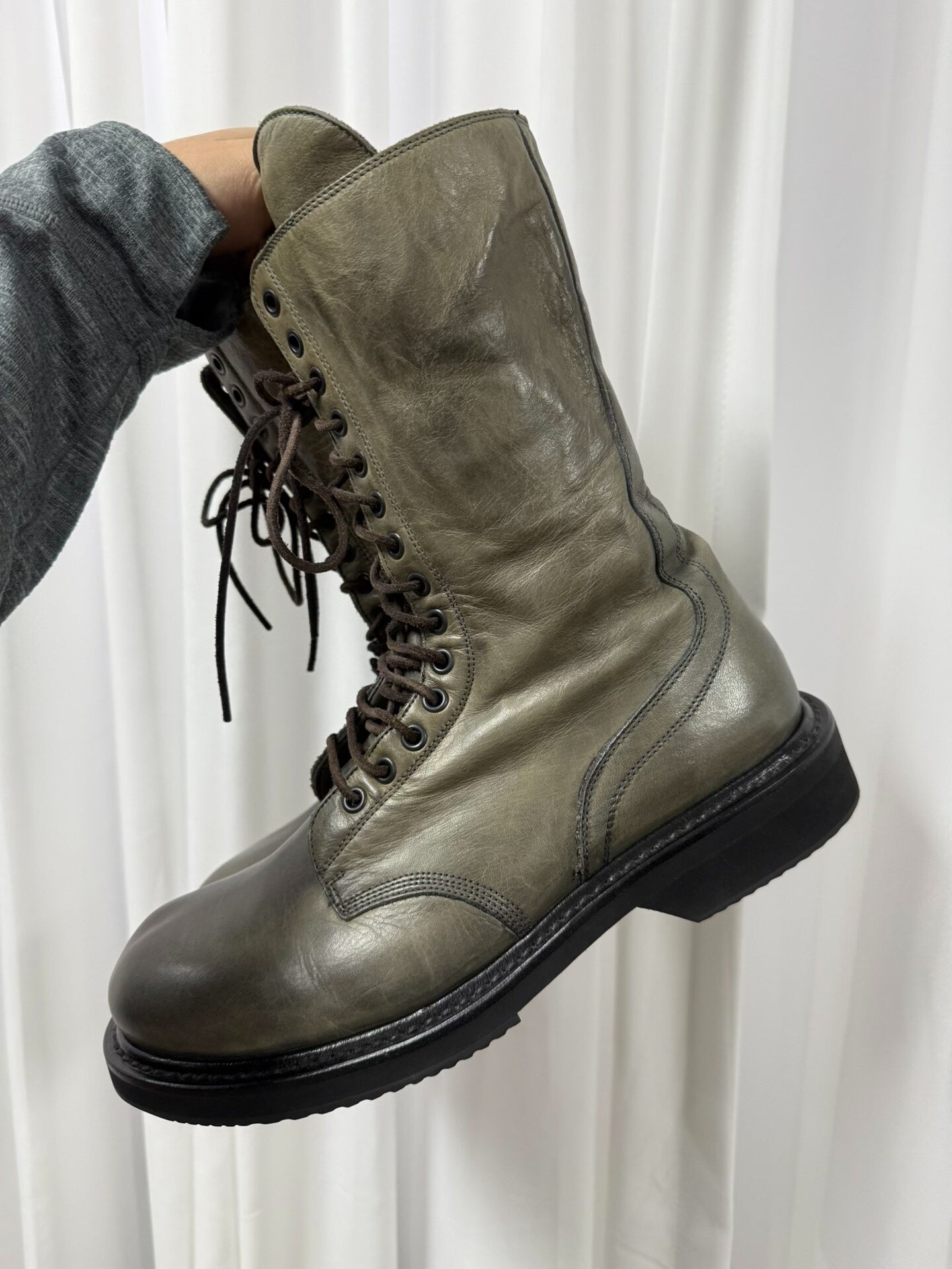 rick owens stylish combat boots, size 41