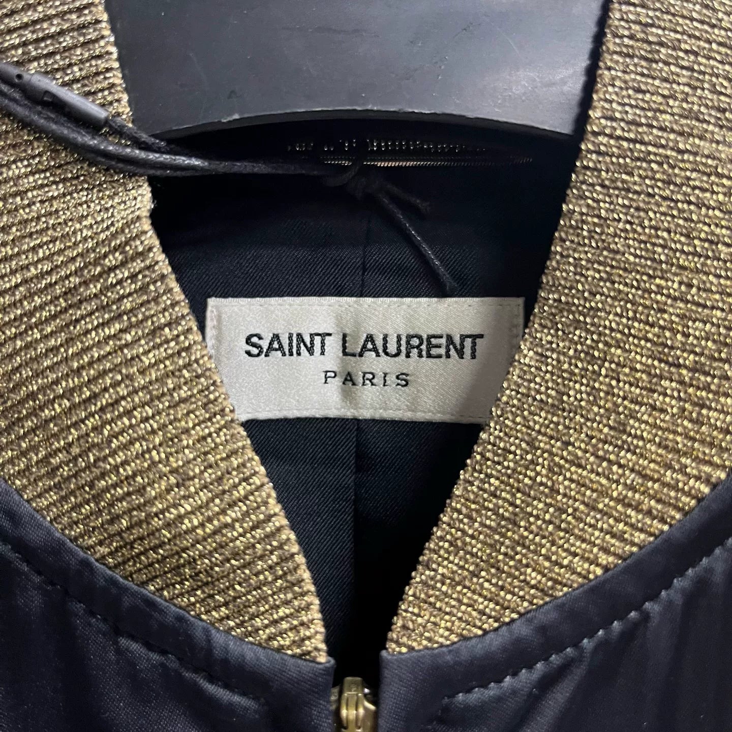 Saint Laurent Black Gold Trim Bomber Jacket