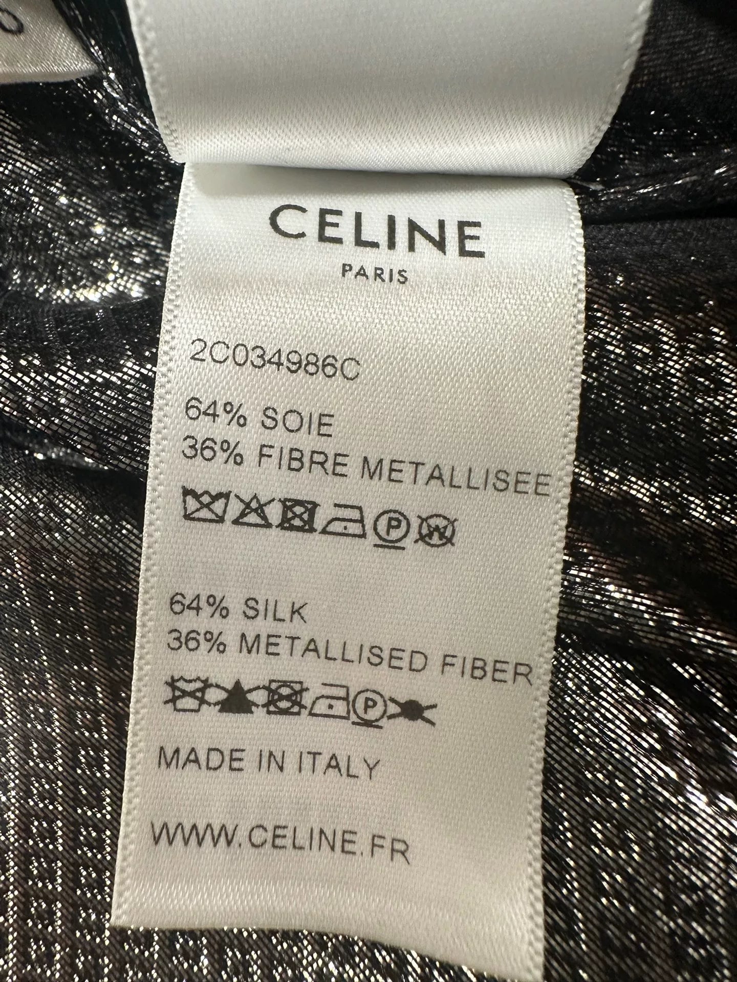 Celine Silver Snake Print Silk Shirt