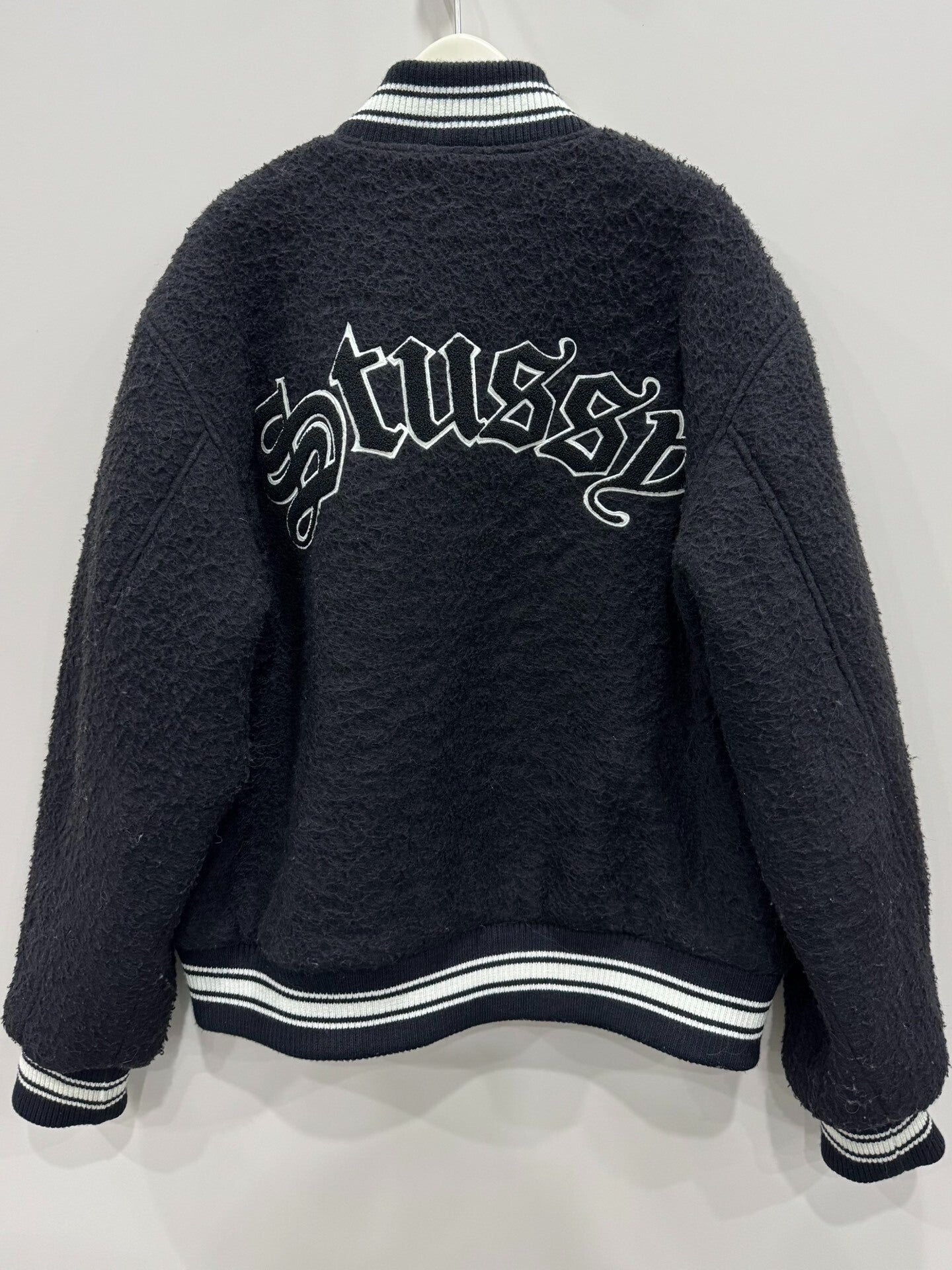 stussy wool embroidered bomber jacket size L
