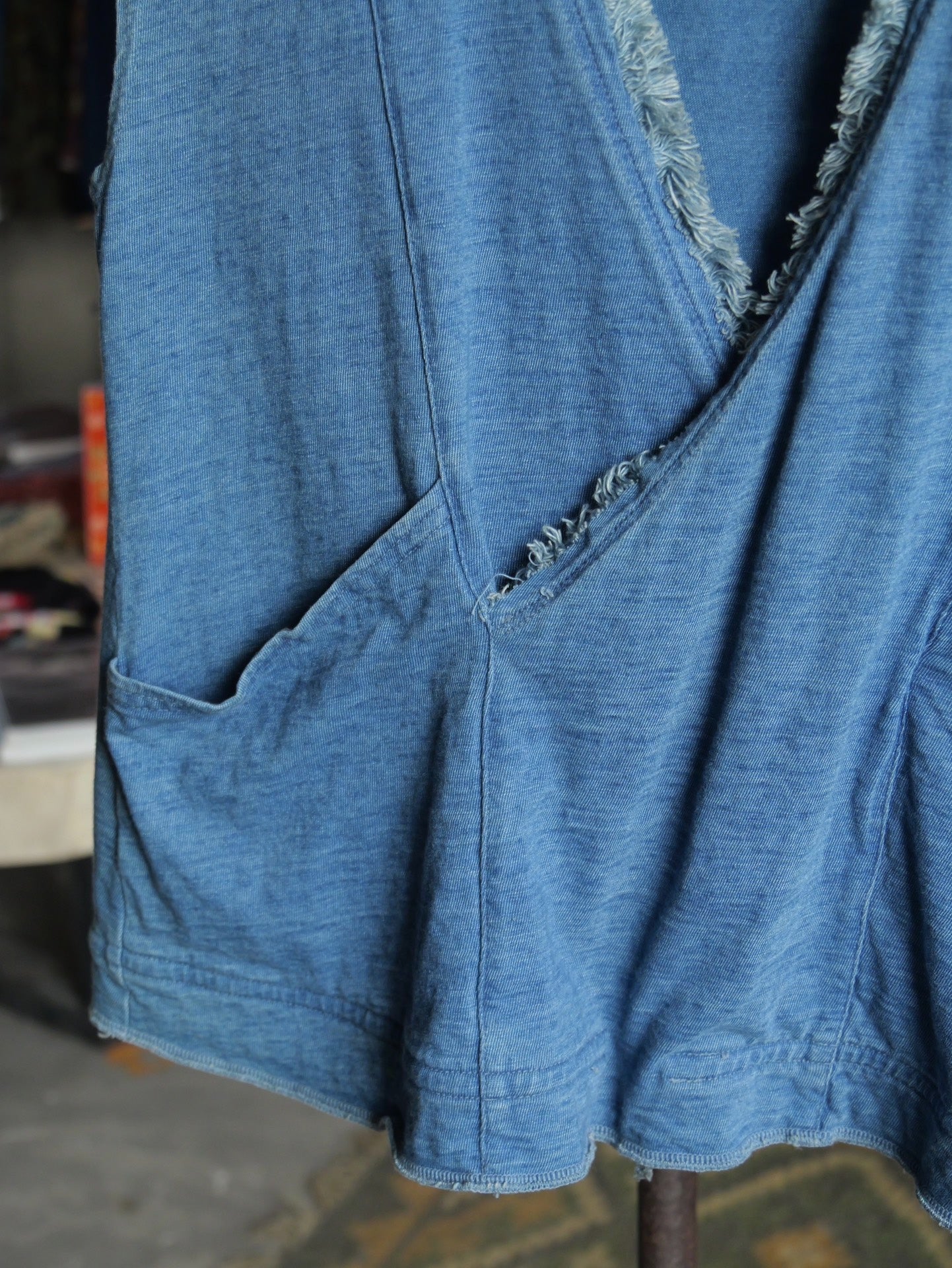 Kapital Indigo Dyed Frayed Top