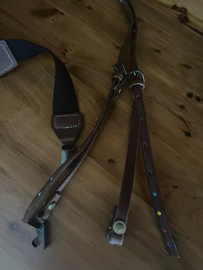 leather adjustable strap with brass hardware